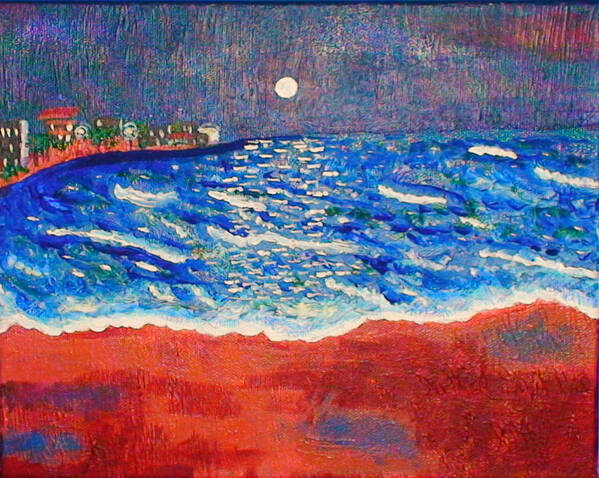 Beach Poster featuring the painting Red Sands of Havana by Angela Annas