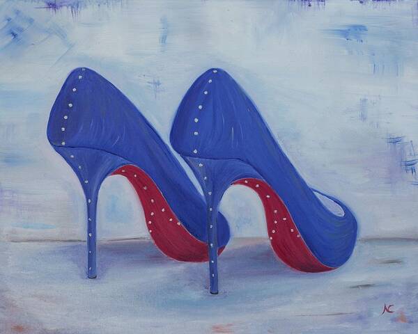 Shoes Poster featuring the painting Red Soul Shoes by Neslihan Ergul Colley