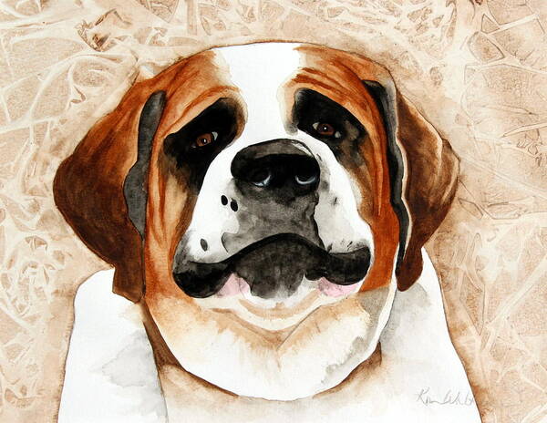 Saint Bernard Poster featuring the painting Rescue Me Watercolor by Kimberly Walker