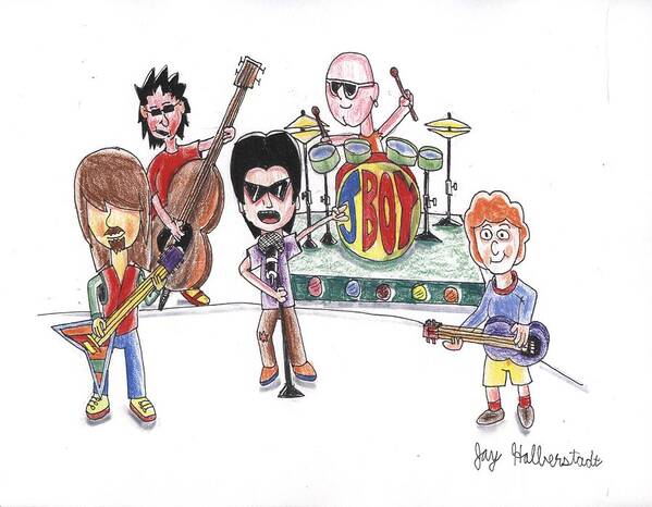 Cartoons Poster featuring the drawing Rock Band by Jayson Halberstadt