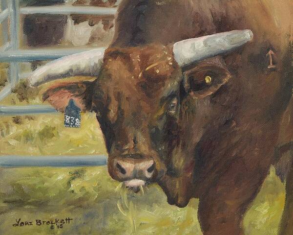 Stock Poster featuring the painting Rodeo Bull 5 by Lori Brackett