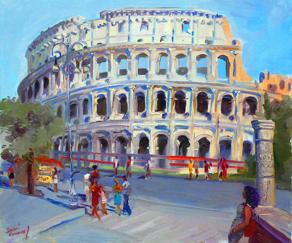 Anfiteatro Flavio Poster featuring the painting Rome Colosseum by Ylli Haruni