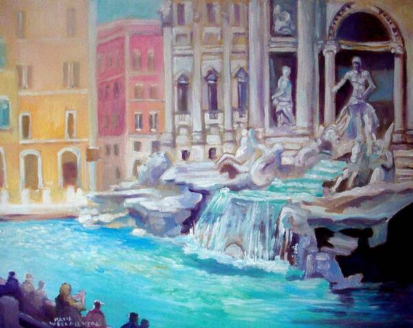 Fontana Di Trevi Rome Italy Poster featuring the painting Rome Italy by Paul Weerasekera