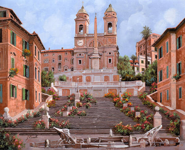 #faatoppicks Poster featuring the painting Rome-Piazza di Spagna by Guido Borelli