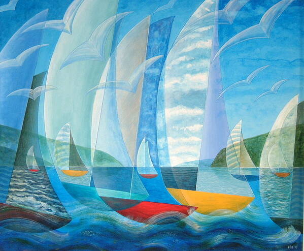 Boats Poster featuring the painting Rough seas Calm Seas by Douglas Pike