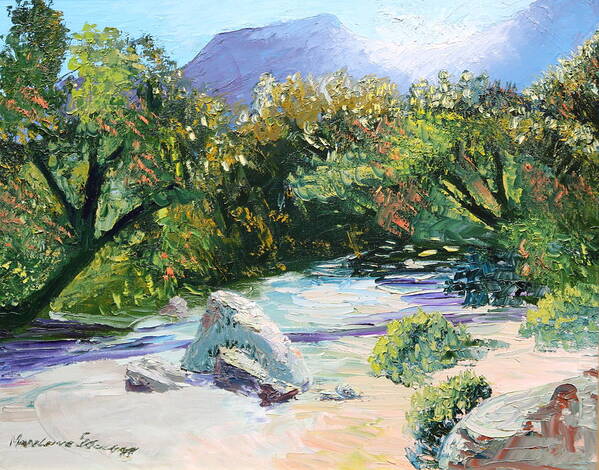 Landscape Poster featuring the painting Sabino Canyon in the morning by Madeleine Shulman
