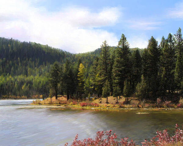 Salmon Lake Poster featuring the painting Salmon Lake Montana by Susan Kinney