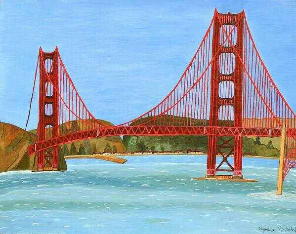 San Francisco Poster featuring the painting San Francisco Bridge by Magdalena Frohnsdorff