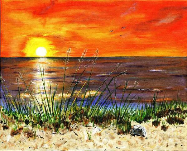 Acrylic Painting Poster featuring the painting Sand Dunes Sunset by Timothy Hacker