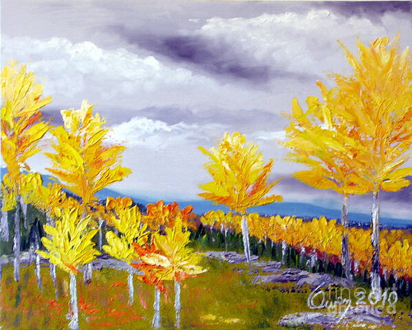 Landscape Poster featuring the painting Santa Fe Aspens series 3 of 8 by Carl Owen