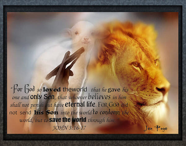 Jennifer Page Poster featuring the digital art Scripture Art  Lamb of God by Jennifer Page