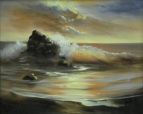 Seascape Poster featuring the painting Sea of Gold by Joni McPherson