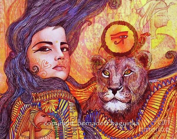 Sekhmet Egyiptian Goddess Poster featuring the digital art Sekhmet by Bernadett Bagyinka