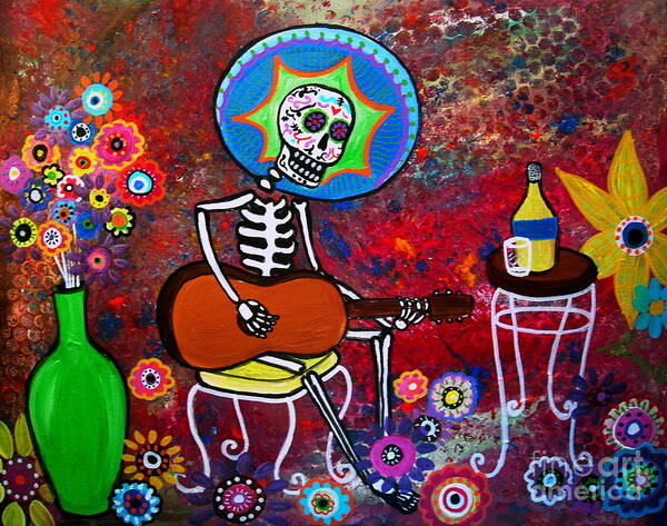 Day Of The Dead Poster featuring the painting Serenata II by Pristine Cartera Turkus