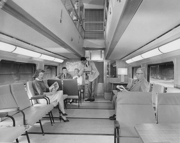 Passenger Trains Poster featuring the photograph Serving Passengers in Bilevel 400 - 1958 by Chicago and North Western Historical Society