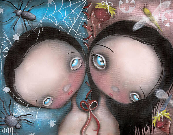 Siamese Twins Poster featuring the painting Siamese Twins by Abril Andrade