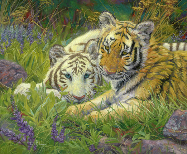 Tiger Poster featuring the painting Sisters by Lucie Bilodeau