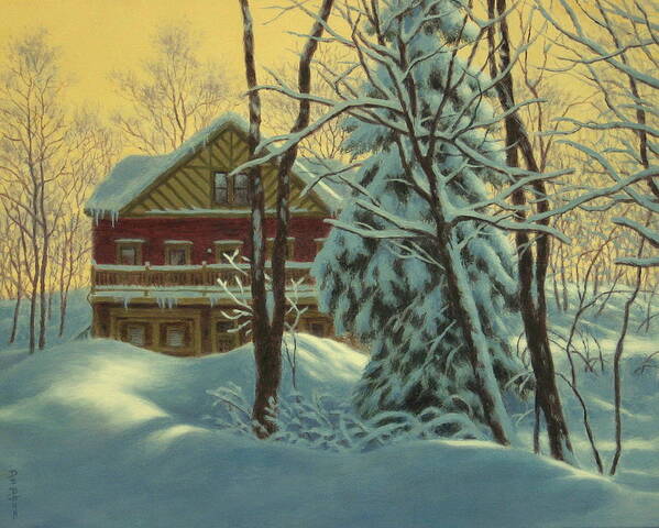 Landscape Poster featuring the painting Snowed In by Barry DeBaun