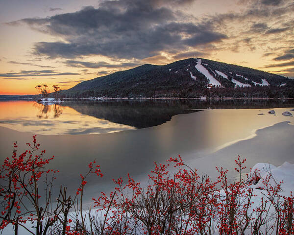 #winter#moose#pond#pleasant#mountain#bridgton#maine#winter#berri Poster featuring the photograph Snowfall so Winter Has Begun by Darylann Leonard Photography