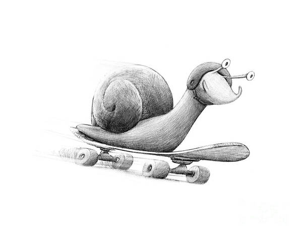 Snail Poster featuring the digital art Speedy by Michael Ciccotello