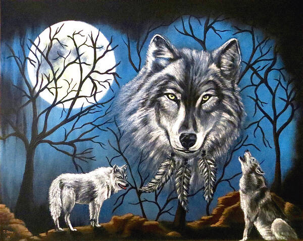 Wolf Poster featuring the painting Spirit Wolf by Teresa Wing
