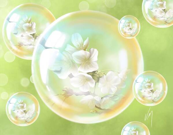 Spring Poster featuring the painting Spring bubbles by Veronica Minozzi