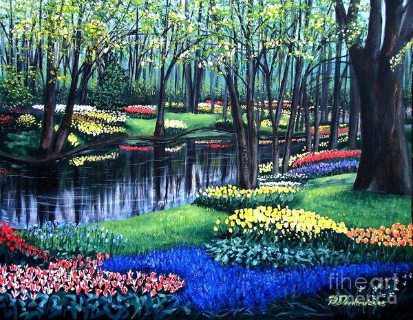 Garden Poster featuring the painting Spring Splendor Tulip Garden by Pat Davidson