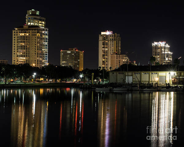 Art Poster featuring the photograph St. Pete at Night by Phil Spitze