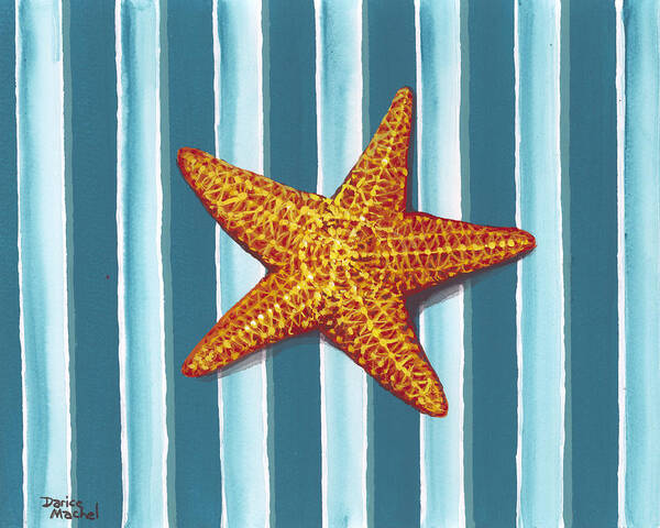 Animal Poster featuring the painting Starfish On Stripes by Darice Machel McGuire