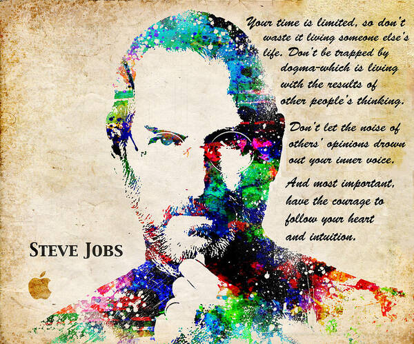 Steve Jobs Poster featuring the digital art Steve Jobs Portrait by Patricia Lintner