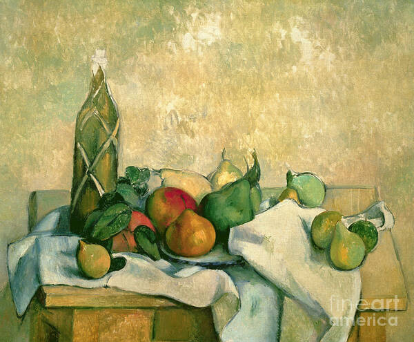 Still Poster featuring the painting Still Life with Bottle of Liqueur by Paul Cezanne