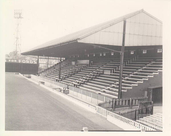  Poster featuring the photograph Stockport FC - Edgeley Park - Main Stand 1 - BW - September 1969 by Legendary Football Grounds