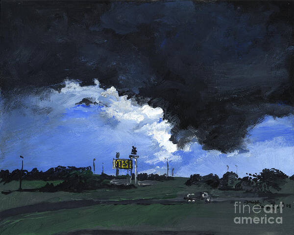 Storm Tree Cloud Landscape Poster featuring the painting Storm's a comin' by Joseph A Langley