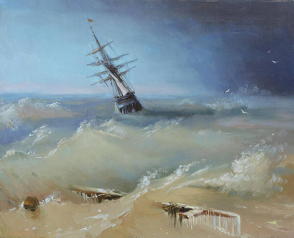 Russian Artists New Wave Poster featuring the painting Stormy Waters by Ilya Kondrashov