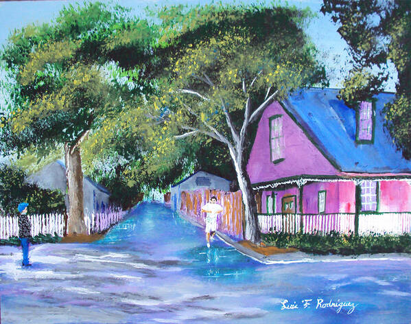  Poster featuring the painting Street In St Augustine by Luis F Rodriguez