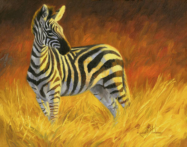 Zebra Poster featuring the painting Stripes by Lucie Bilodeau