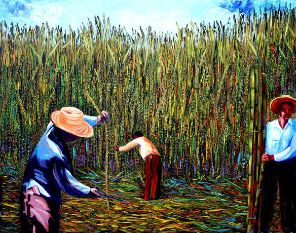 Sugarcane Poster featuring the painting Sugarcane worker 2 by Jose Manuel Abraham