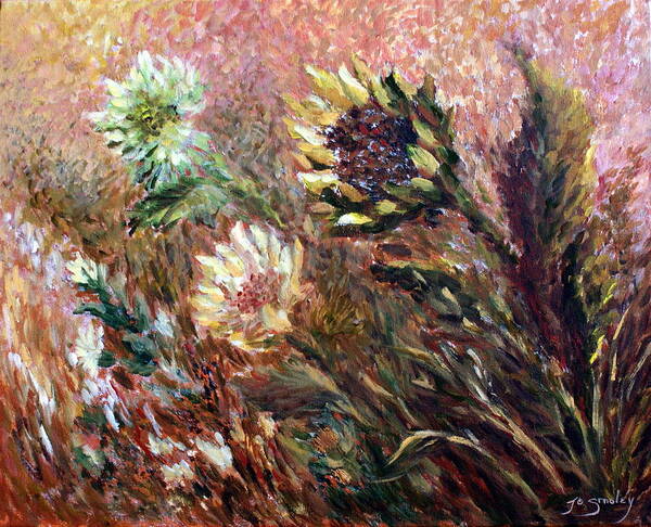 Sunflowers Poster featuring the painting Sunflowers by Jo Smoley