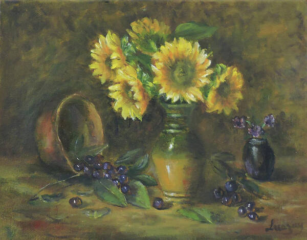 Classical Floral Poster featuring the painting Sunflowers by Katalin Luczay