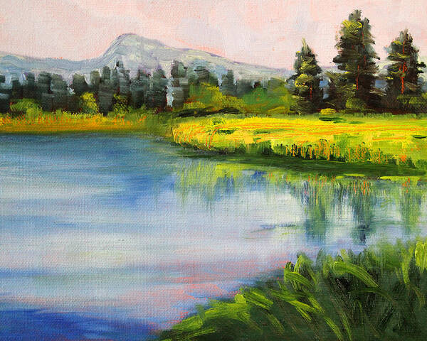 Sunriver Oregon Poster featuring the painting Sunriver by Nancy Merkle