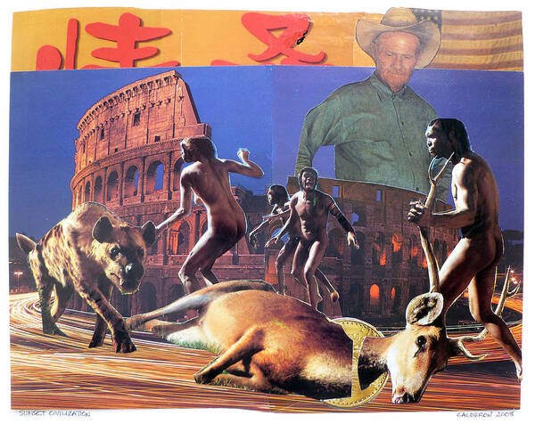 Western Poster featuring the mixed media Sunset Civilization by Tom Calderon