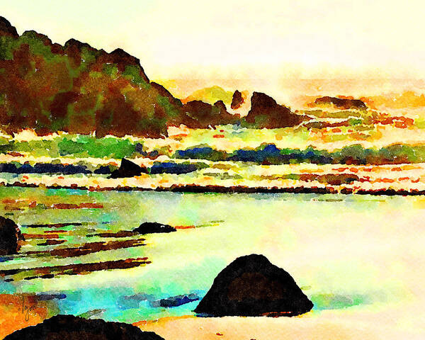 Sunset Poster featuring the painting Sunset Surf by Angela Treat Lyon