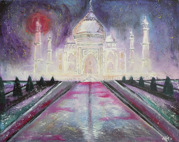 Taj Mahal Poster featuring the painting Taj Mahal by Laura Hol Art