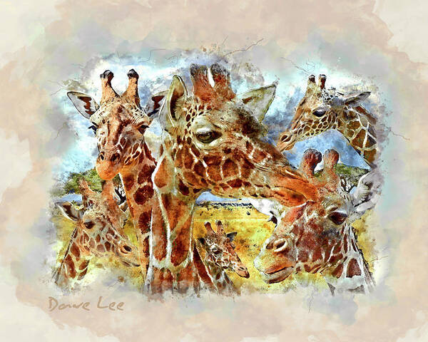 Giraffe Poster featuring the mixed media Taller Than Tall by Dave Lee