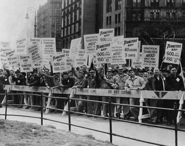 History Poster featuring the photograph Teamster Union Members Holding Picket by Everett