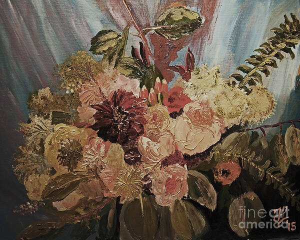 #weddinggift #bridalbouquet Poster featuring the painting The Bridal Bouquet by Francois Lamothe