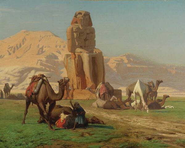 Jean-lon Grme 1824 - 1904 French - The Colossus Of Memnon Poster featuring the painting The Colossus Of Memnon by Jean Leon