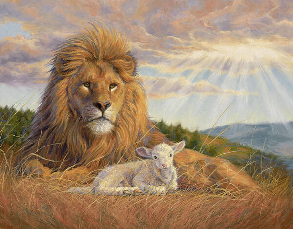 Lion Poster featuring the painting The Dawning of a New Day by Lucie Bilodeau