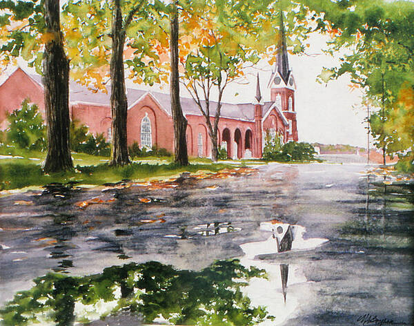 Chagrin Falls Poster featuring the painting The Federated Church by Maryann Boysen