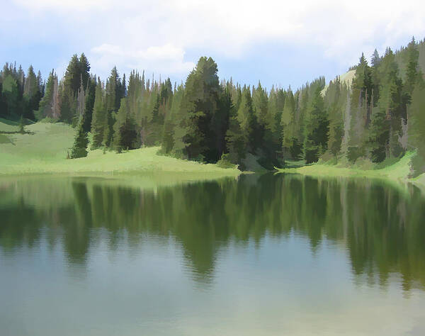 Pond Poster featuring the digital art The Morning Calm by Gary Baird